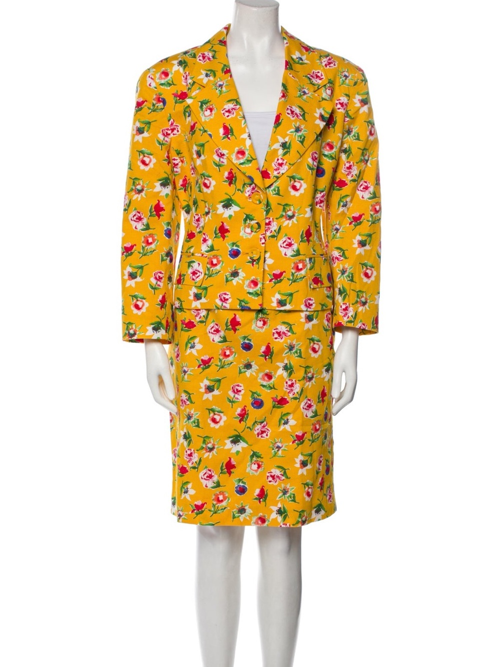 Christian Dior Floral Print Skirt Suit